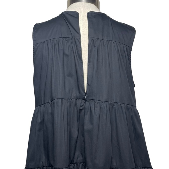 CO Essentials Collection Sleeveless Cotton Tiered Midi Dress Black Pocket Sz Med - Picture 14 of 16